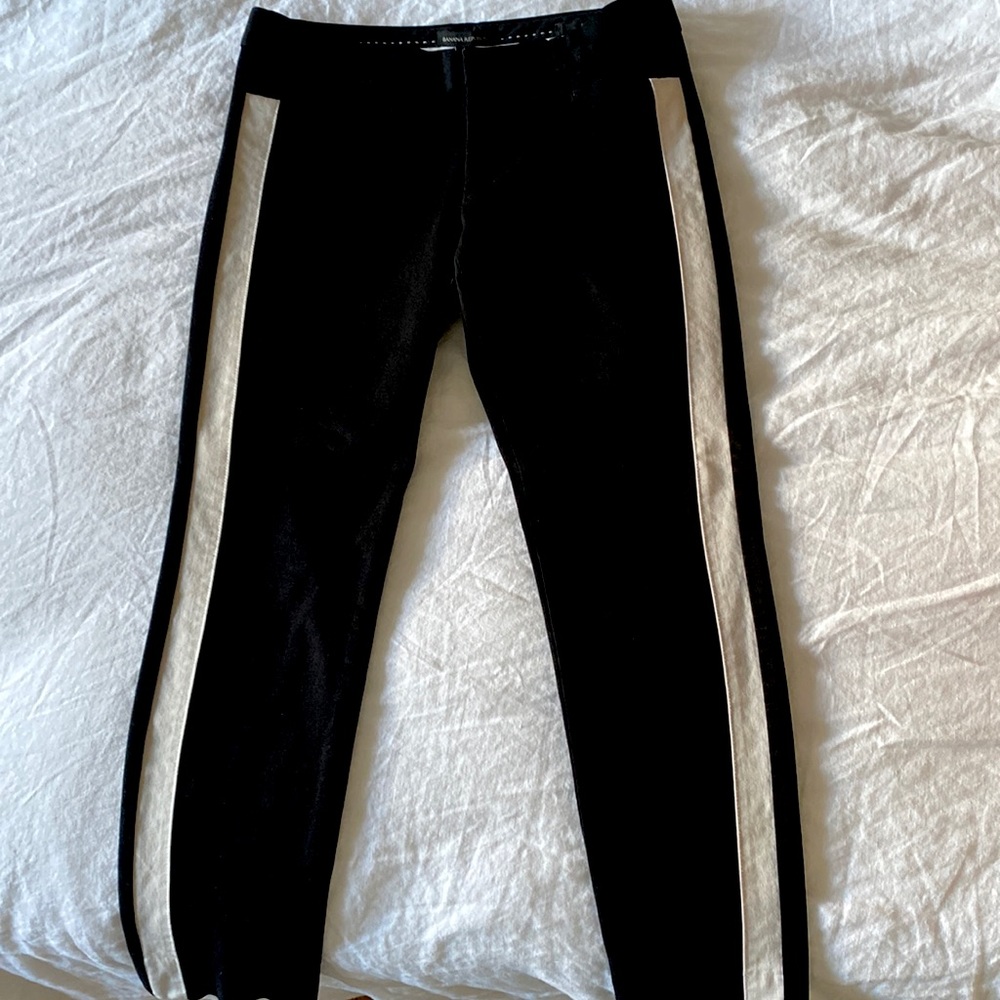 Banana Republic- Black dress pant w/ white racing stripe, never worn Size 4